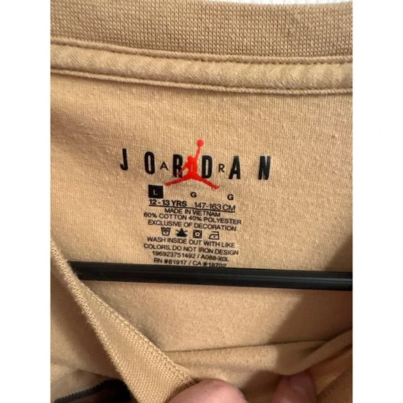 Kids Jordan 23 Graphic T Shirt Tan Short Sleeve Youth Large - Picture 4 of 5
